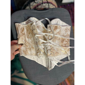 Women's Unbranded Gold & White Brocade Corset Top Size S